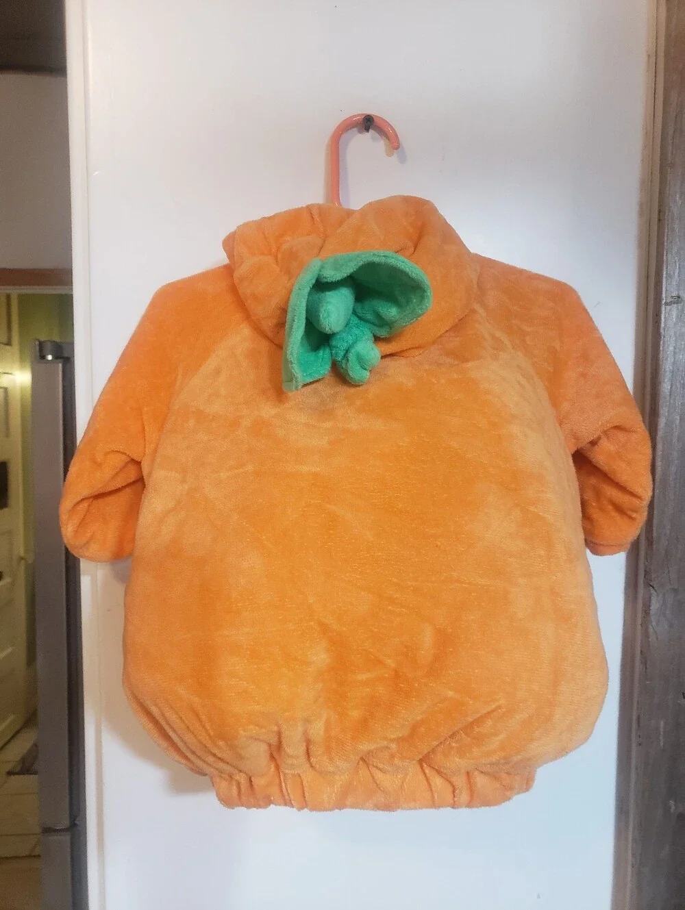 Halloween Pumpkin Costume 0-6 Months Soft Easy On And Off Hooded Orange Black